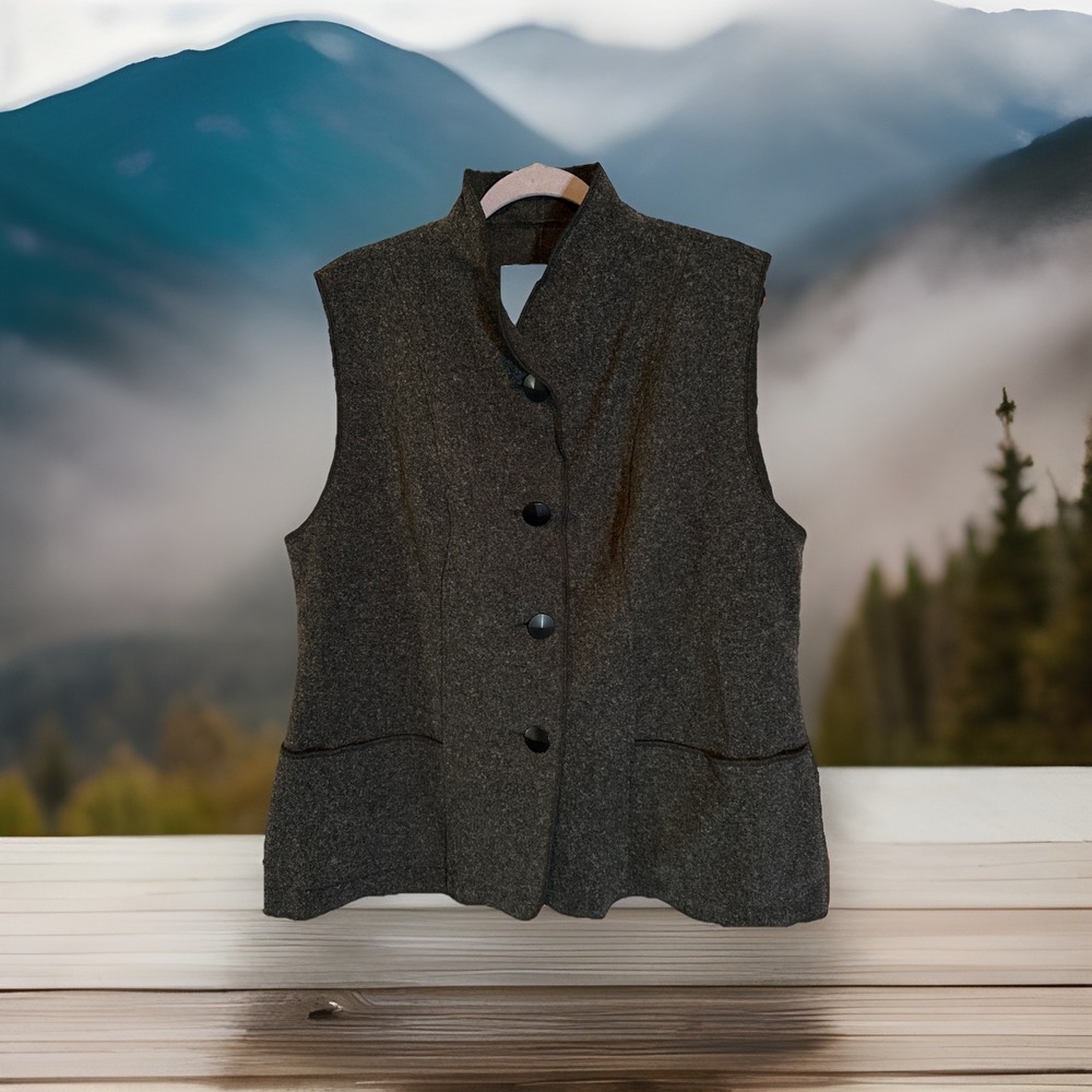 Janska Women's Fleece Vest – Charcoal Gray Button Front, Size XL, Made in USA